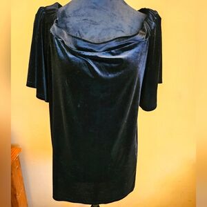 Elegant Black Velvet Short Sleeve Blouse